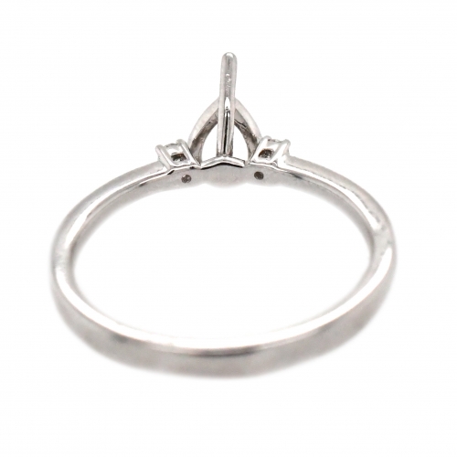 Pear Shape 7x5mm Ring Semi Mount in 14K White Gold with White Diamonds ( RG1533 )