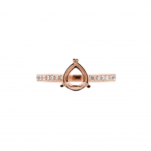 Pear Shape 8x6mm Ring Semi Mount in 14K Rose Gold with Accent Diamonds (RG3332)