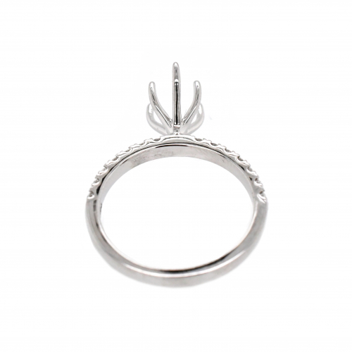 Pear Shape 9x6mm Ring Semi Mount in 14K White Gold With White Diamonds (RG3456)