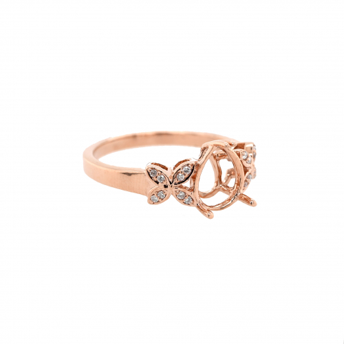 Pear Shape 9x7mm Ring Semi Mount in 14K Rose Gold with Accent Diamonds (RG1307)