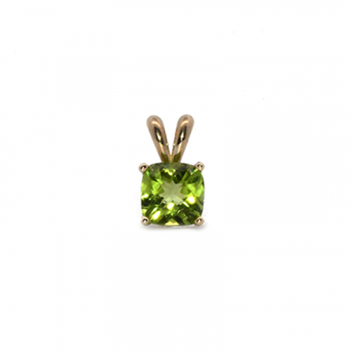 Peridot Cushion Shape 1.57 Carat Pendant in 14K Yellow Gold ( Chain Not Included )