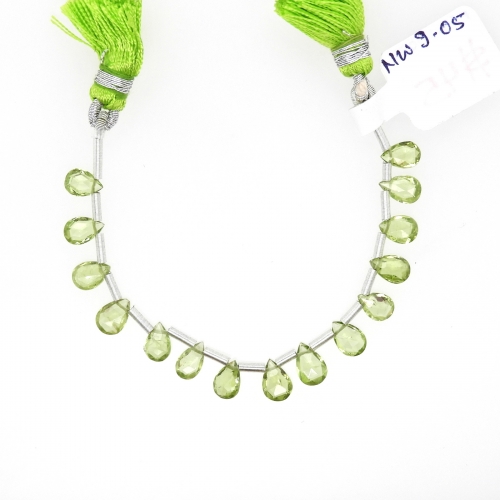 Peridot Drops Almond Shape 7x5mm Drilled Beads 15 Pieces Line