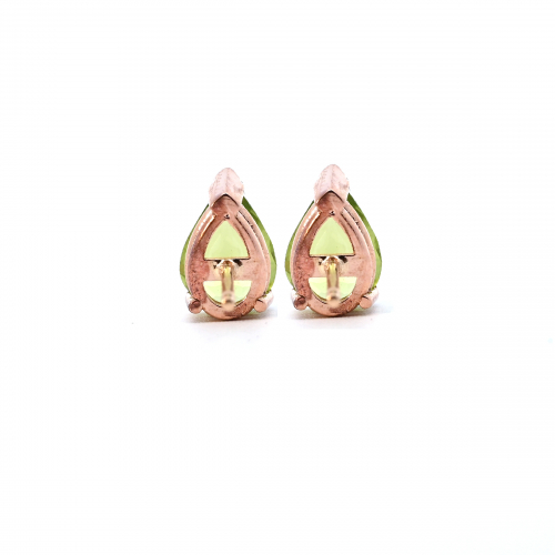 Peridot Pear Shape 2.95 Carat Stud Earring In 14k Rose Gold