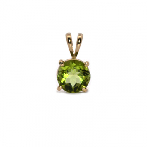 Peridot Round 1.80 Carat Pendant In 14k Yellow Gold (chain Not Included)