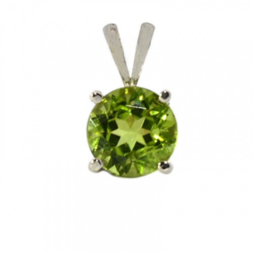 Peridot Round 2.0 Carat Pendant In 14k White Gold ( Chain Not Included )