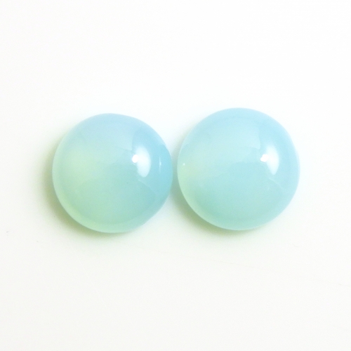 Peruvian Chalcedony Cab Round 13mm Matching Pair Approximately 14 Carat.