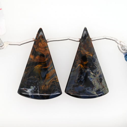 Pietersite Drops Conical Shape 32x20mm Drilled Beads Matching Pair