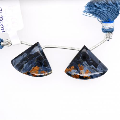 Pietersite Drops Fan Shape 20x25mm Drilled Beads Matching Pair
