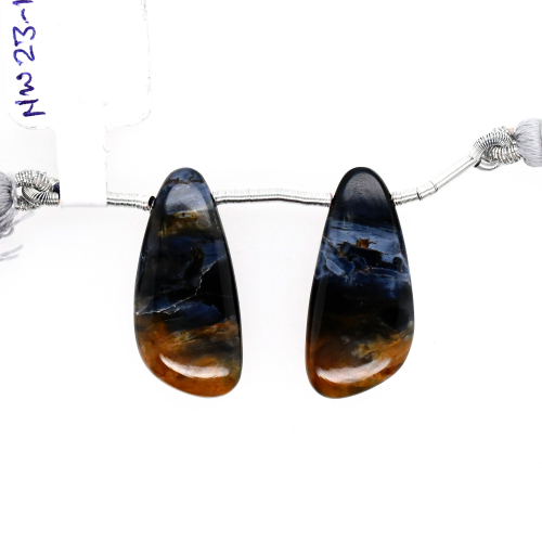 Pietersite Drops Wing Shape 25X12mm Drilled Beads Matching Pair