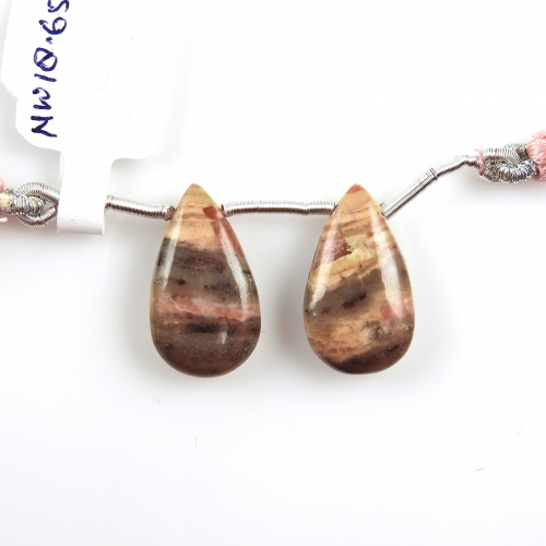 Pink Kona Dolomite Drops Almond Shape 20x12mm Drilled Beads Matching Pair