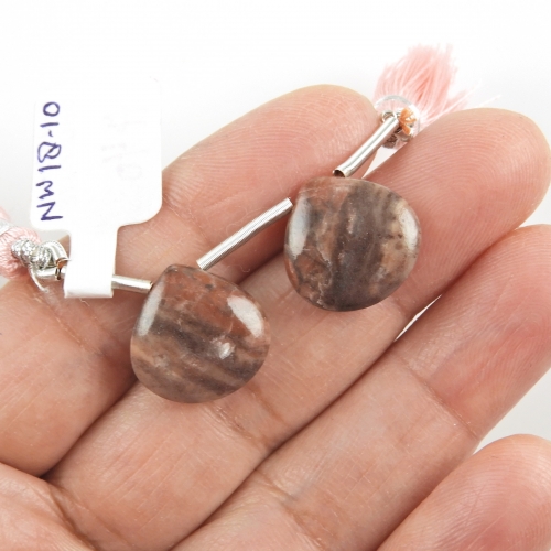 Pink Kona Dolomite Drops Heart Shape 15x15mm Drilled Beads Matching Pair