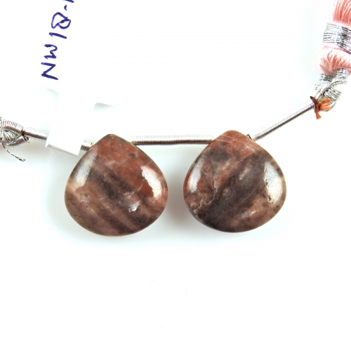 Pink Kona Dolomite Drops Heart Shape 15x15mm Drilled Beads Matching Pair
