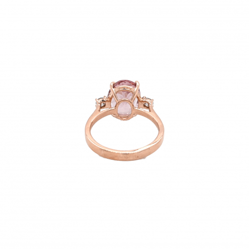 Pink Morganite Oval 3.39 Carat Ring with Accent Diamonds in 14K Rose Gold