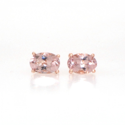 Pink Morganite Oval Shape 1.25 Carat Stud Earring In 14k Rose Gold
