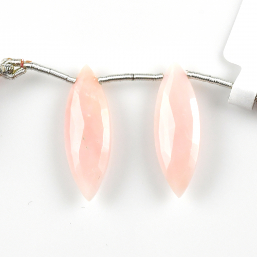 Pink Opal Drops Marquise Shape 27x9mm Drilled Beads Matching Pair