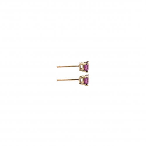 Pink Sapphire Round 0.95 Carat Stud Earrings In 14k Yellow Gold