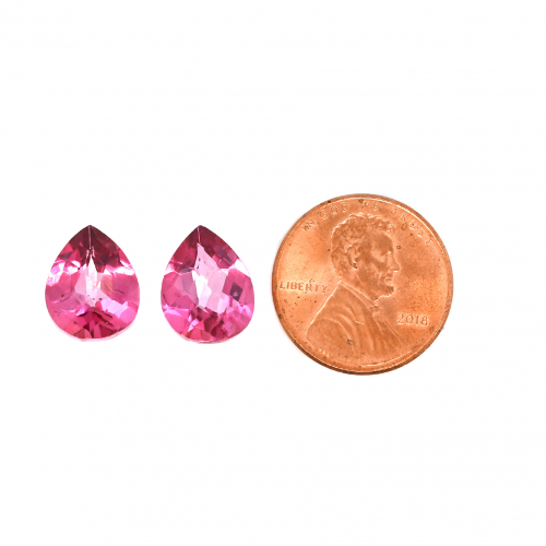 Pink Topaz Pear Shape 9x7mm Matching Pair Approximately 4.01 Carat
