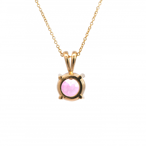 Pink Topaz Round 2.20 Carat Pendant In 14k Yellow Gold (chain Not Included)