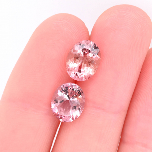 Pink Tourmaline Oval 9x7mm Matching Pair Approximately 3.60 Carat