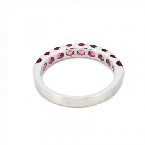 Pink Tourmaline Round 0.98 Carat Ring Band In 14k White Gold (rg4897)
