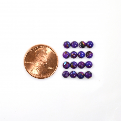 Purple Copper Turquoise cab Round 4mm approximately 4 Carat