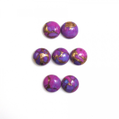 Purple Copper Turquoise Cab Round 7mm Approximately 9 Carat