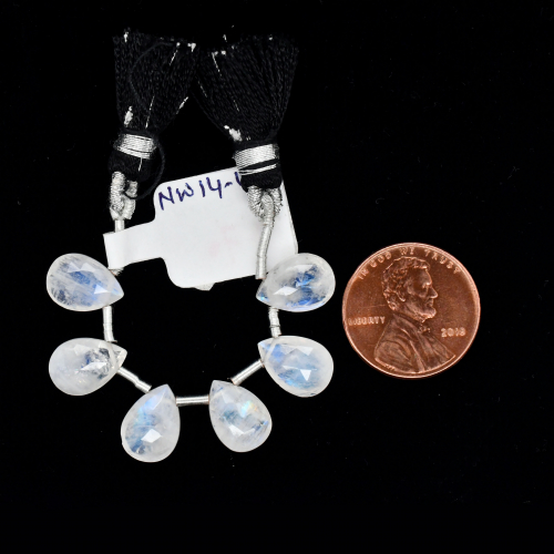 Rainbow Moonstone Drops Almond Shape 11x8mm Drilled Beads 6 Pieces Line