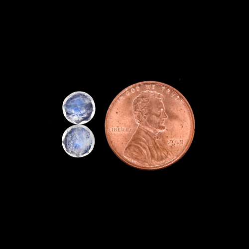 Rainbow Moonstone Faceted Round 7mm Matching Pair Approximately 2.50 Carat