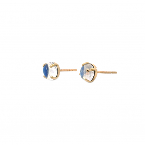 Rainbow Moonstone Round 2.70 Carat Stud Earring In 14k Yellow Gold (er3487)