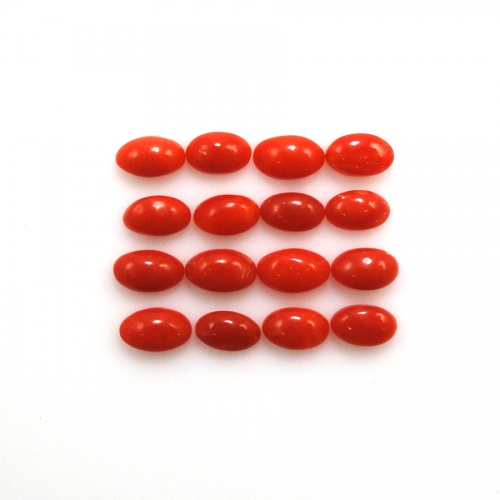 Red Coral Cab Oval 5X3mm Approximately 4 Carat.