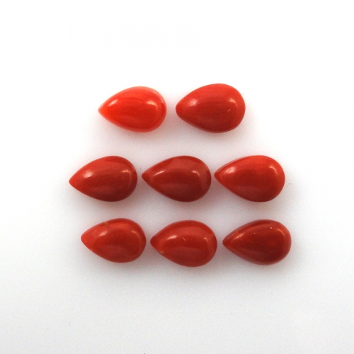 Red Coral Cab Pear Shape 6X4mm Approximately 4 Carat.