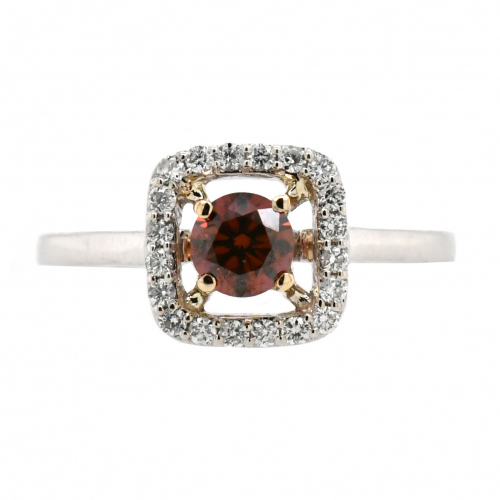 Red Diamond Round 0.45 Carat Ring With Diamond Accent in 14k Dual (White/Yellow) Gold (RG3448)