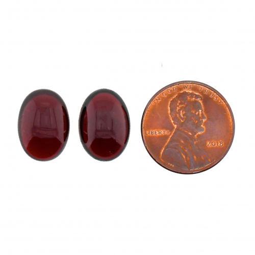 Red Garnet Cab Oval 14x10mm Matching Pair Approximately 18 Carat