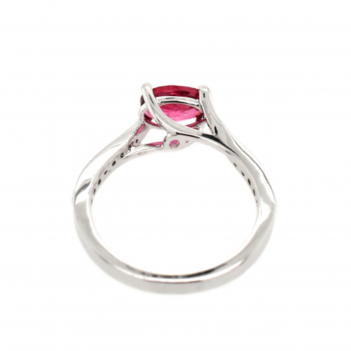 Red Spinel Oval 1.07 Carat Ring In 14k White Gold With Diamond Accents