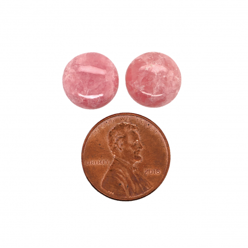 Rhodochrosite Cab Round 12mm Matching Pair Approximately 14.50 Carat
