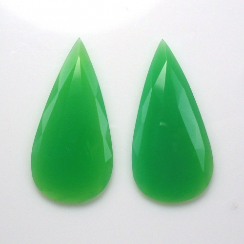 Rose Cut Chrysoprase Pear Shape 44X22X5mm Matching Pair Approximately 50 Carat
