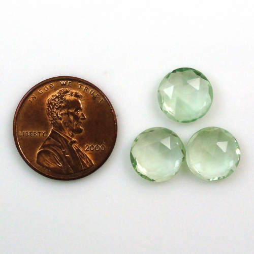 Rose Cut Green Amethyst (Prasiolite) Round 10mm Approximately 8 Carat