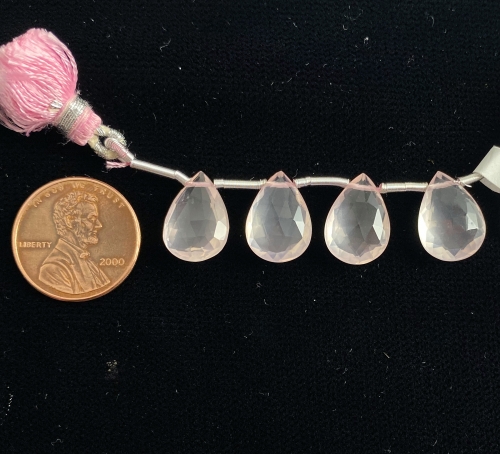 Rose Quartz Almond Shape 14x10mm Drilled Beads 4 Pieces