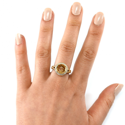 Round 10mm Ring Semi Mount In 14k Yellow Gold With Accent Diamonds