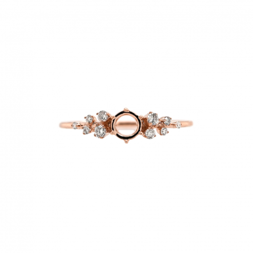 Round 4.25mm Ring Semi Mount in 14K Rose Gold with Accent Diamonds (RG3513)