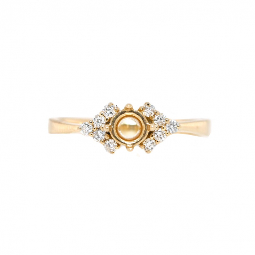 Round 4.55mm Ring Semi Mount In 14k Yellow Gold With White Diamonds (rg1007)