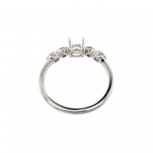 Round 4.5mm Ring Semi Mount in 14K White Gold with Accent Diamonds (RG2961)