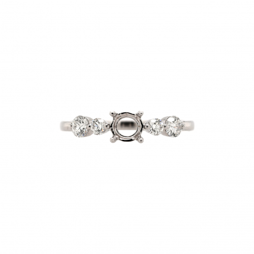 Round 4.5mm Ring Semi Mount in 14K White Gold with Accent Diamonds (RG2961)