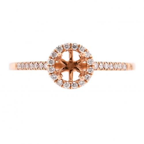 Round 4.5mm Ring Semi Mount in 18K Rose Gold With White Diamonds (RSHR016)