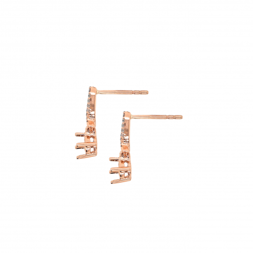 Round 4mm Earring Semi Mount in 14K Rose Gold with Accent Diamonds (ER3006)