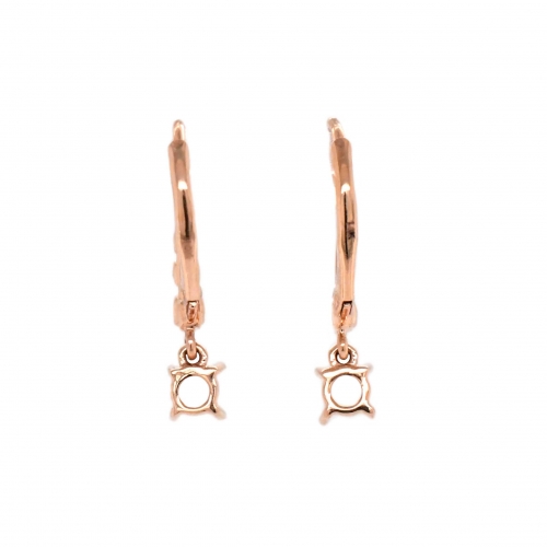 Round 4mm Earring Semi Mount in 14K Rose Gold With Diamond Accents (ER1081)