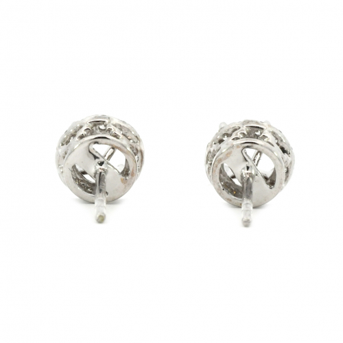 Round 4mm Earring Semi Mount in 14K White Gold with Accent Diamonds (ER0860)