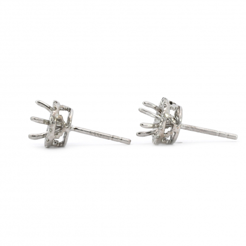 Round 4mm Earring Semi Mount in 14K White Gold with Accent Diamonds (ER0860)