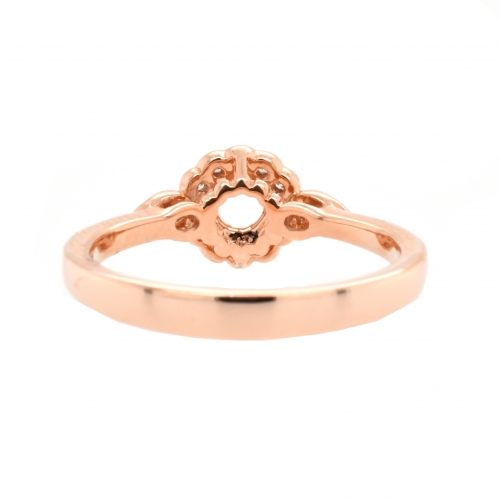 Round 4mm Ring Semi Mount In 14K Gold With White Diamonds