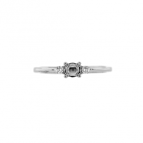 Round 4mm Ring Semi Mount in 14K White Gold with Accent Diamonds (RG0612)